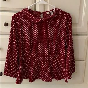 Peplum polkadot top